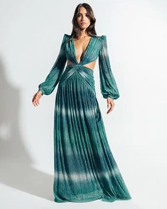 PATBO Ombre Lurex Cut-Out Maxi Dress Gown Long Sleeve - Size 6 - New with Tags - Picture 1 of 10
