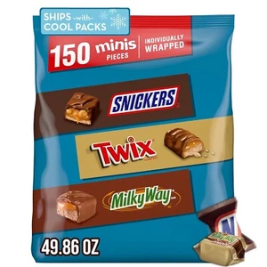 Snickers, Twix, Milky Way minis variety pack, 150-count bulk bag. - Picture 1 of 5