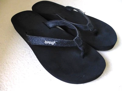 Sandalias Reef Mujer 7 Estrellas Cojín Negro Brillo Chanclas Tanga Puntera Playa Foto 1 de 4