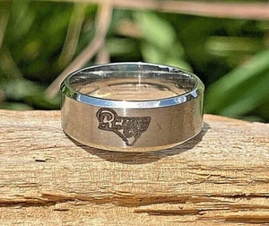 Los Angeles LA Rams NFL Football Stainless-Steel Band Ring - Size 8.75 - Picture 1 of 3