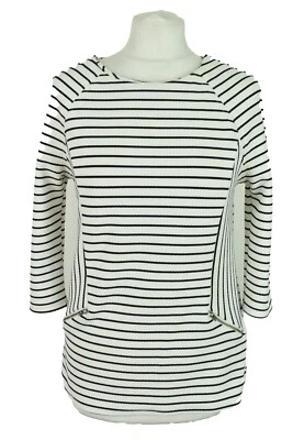 WAREHOUSE White Jumper size Uk 12 Womens Striped Outdoors Outerwear Polyester - Image 1 of 4