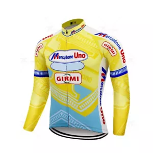 Mens Team Mercatone Uno Cycling Long Sleeve Jersey Cycling Jerseys Bike Jerseys - Picture 1 of 4