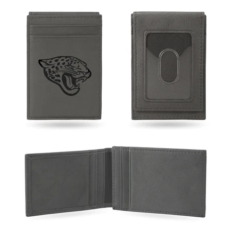 NFL JACKSONVILLE JAGUARS WALLET GRAY FRONT POCKET LASER ENGRAVED Cover