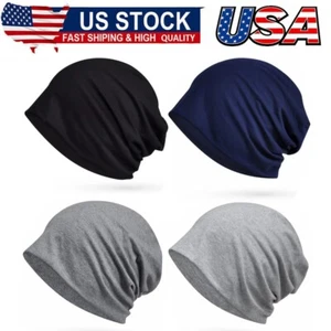 Cotton Slouchy Beanie Hip-Hop Soft Lightweight Running Beanie Adult Skull Hats - Picture 1 of 8
