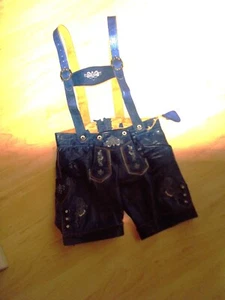 Marjo *** butterweiche Leder Trachtenshorts blau m.Stickerei 34 - Bild 1 von 5