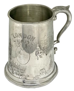 INGLÉS PELTRE SHEFFIELD INGLATERRA LONDRES LUGARES 5" TAZA TORRE PUENTE, PARLAMENTO - Imagen 1 de 17