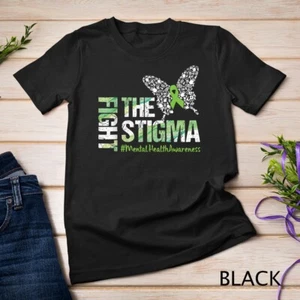 Fight The Stigma Mental Health Awareness Gift Unisex T-shirt - Picture 1 of 15