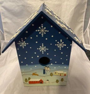 Birdhouse Decorative Hanging Indoor Art 11" Tall x  7" Wide Winter Hand Painted - Picture 1 of 14