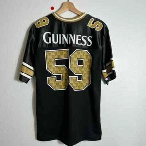 Vintage Guinness Irish Stout Beer Mens Size M Black Gold Football Jersey 59 - Picture 1 of 4