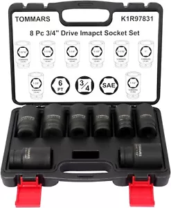 3/4 Inch Drive Impact Socket Set, 8-Pc SAE 1" to 1-1/2" Deep Jumbo Impact Soc... - Picture 1 of 5