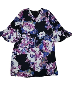 The Limited Floral Dress 6P Blue Purple Flutter Sleeve V-Neck Bloomcore - Picture 1 of 9