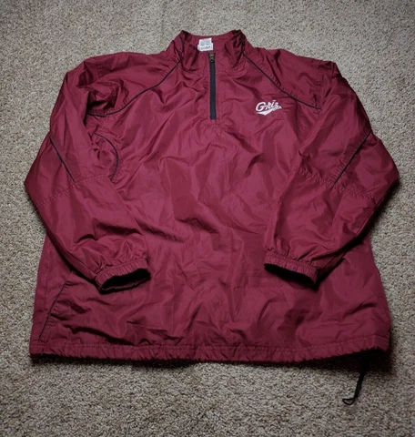 Montana Grizzlies Windbreaker Large Mens Burgundy 1/4 Zip Long Sleeve Pullover Cover