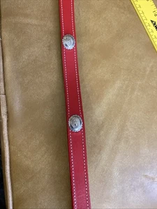 Red Western Full Grain Cowhide Size 30” Silver Conchos Decorative Buckle - Picture 1 of 11