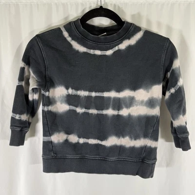 Zara Sweater Girls 6 Grey Tie Dye Long Sleeve Pullover Crew Neck 100% Cotton - Image 1 of 4