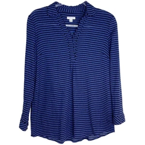 Blusa J Jill Mujer Talla XS Cuadros Azul Negro Pullover Bolsillos Huntercore - Imagen 1 de 10