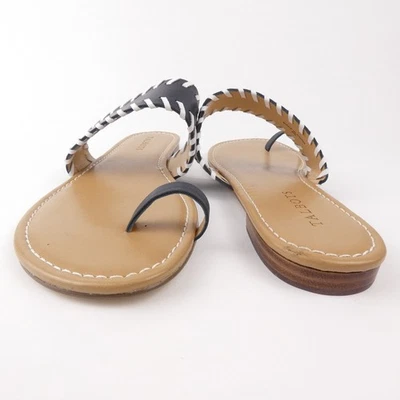 Talbots Sandals Womens 8 M Navy Blue and White Slide On Toe Loop Shoes NEW - Image 1 of 4