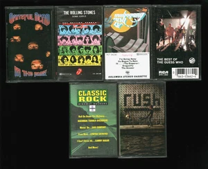 Lot 6 Cassette Tapes 1970s 80s Grateful Dead Rush Rolling Stones Guess Who+ - Picture 1 of 5