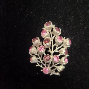 Broche vintage Sarah Coventry estrás glicinia 1962 rosa y morado - Imagen 1 de 6