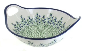 Blue Rose Polish Pottery Porcelain Vine Deep Bowl with Handles - Picture 1 of 1