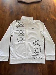 Boys size L Adidas white zip-up jacket - perfect condition!!! - Picture 1 of 4
