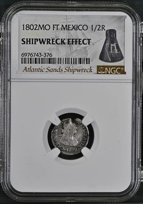 1802MO FT MEXICO 1/2R Atlantic Sands Silver Shipwreck Coin NGC Graded - Image 1 of 2