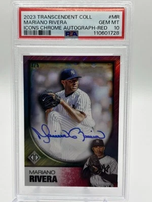 2023 Topps Transcendent Mariano Rivera Icons Red Chrome Auto 3/5 PSA 10 - Image 1 of 4