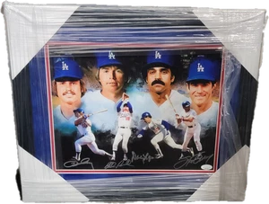 Dodgers Infield Signed Photo Ron Cey Davey Lopes Bill Russell Steve Garvey JSA a - Picture 1 of 2