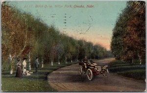 Vintage 1912 OMAHA, Nebraska Postcard "Birch Drive, MILLER PARK" 1912 NE Cancel - Picture 1 of 2