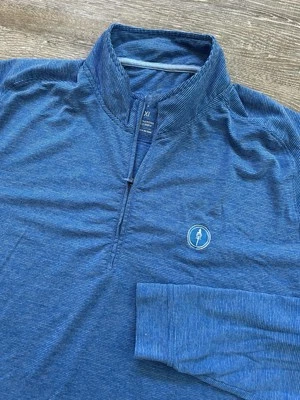 Travis Mathew Performance 1/4 Zip Pullover Sweater Heather Blue Golf XL Logo - Image 1 of 4