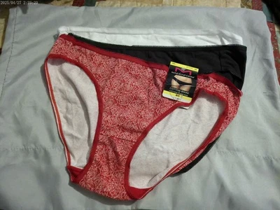 3 Pack-Black/White/Red Print Cotton Maidenform P4001 Bikini Panties *NEW* L 7 - Image 1 of 4