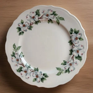 Vintage Syrakus China Magnolie 9" Essteller 92-C Blumen weiß grün Made in USA - Bild 1 von 15