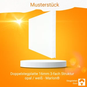 Doppelstegplatte 16 mm | 3-fach Struktur | weiß/opal - Polycarbonat - Bild 1 von 2
