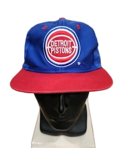 Vintage Detroit Pistons Blue Embroidered 90s Snapback Hat NBA - Picture 1 of 7