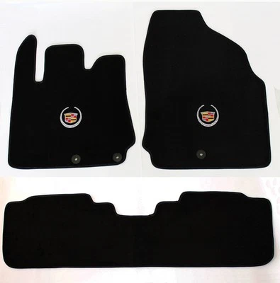 ¡NUEVO! Juego de 3 alfombrillas NEGRAS 2007-2014 Cadillac Escalade logotipo bordado Foto 1 de 4