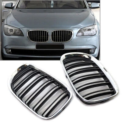For BMW 750Li xDrive 2009-2012 Chrome Frame Shiny Black Slat Grill Car Grille Foto 1 de 4