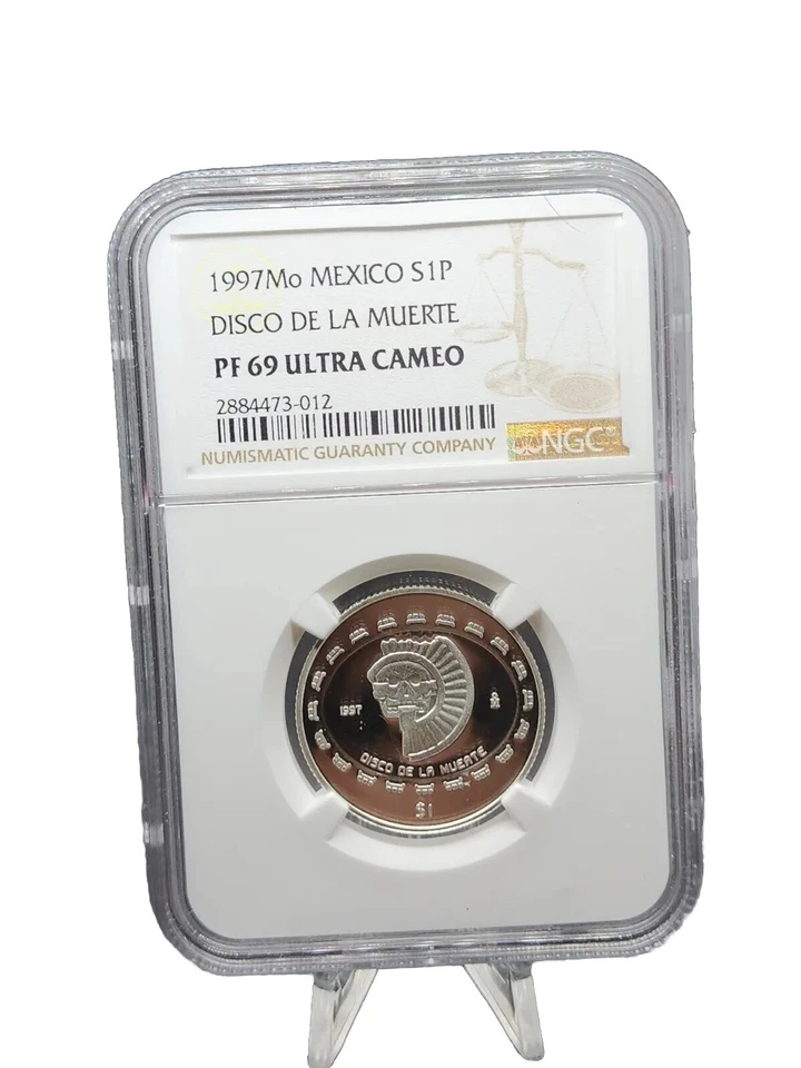 MONEDA CALAVERA PLATA MÉXICO 1997 - 1/4 OZ DISCO DE LA MUERTE - PRUEBA / 1906 de colección Foto 1 de 2