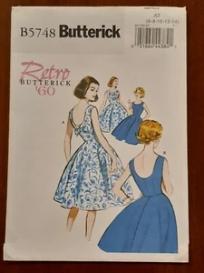 BUTTERICK PATTERN - 5748 LADIES DRESS FLARED BIAS SKIRT RETRO VINTAGE 6-14 USED - Picture 1 of 2