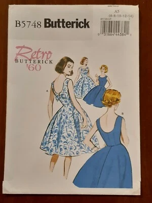 BUTTERICK PATTERN - 5748 LADIES DRESS FLARED BIAS SKIRT RETRO VINTAGE 6-14 USED - Image 1 of 2