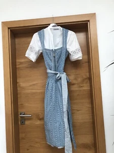 Country Line Dirndl Hellblau Weiß Blumen Baumwolle Gr. 40 Blau - Bild 1 von 8