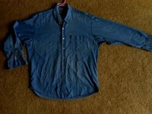 Ralph Lauren Denim Cuello Abotonado Talla Mediana 16.5 Desteñido 100% Algodón Manga Larga - Imagen 1 de 9