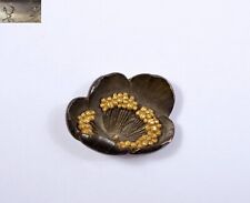 1930's Japanese Mixed Metal Floral Button 18K Gold Shank Signed