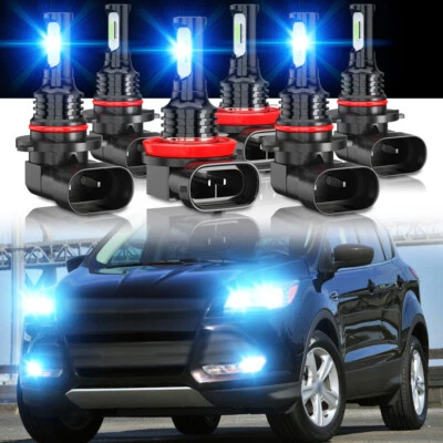 For Ford Escape 2013-2015 2016 LED Headlight High Low Fog Light BLUE Bulbs 6pcs - Image 1 of 4