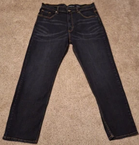 Falls Creek Relaxed Stretch Jeans Size 38X30 Straight Leg Dark Denim Wash Mens - Picture 1 of 6