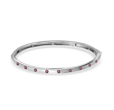 Premium African Ruby Bangle in Silver Tone Natural Ruby Bangle Anniversary Gift - Image 1 of 4