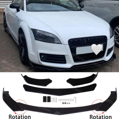 Gloss Black Front Bumper Spoiler Lip Splitter Kit For Audi TT TTS Quattro A4 A5 - Image 1 of 4
