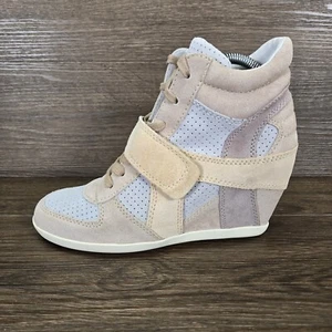Ash Bowie Pink Beige Suede Hidden Wedge Heel Shoes Boots Size UK 4 EU 37 - Picture 1 of 21