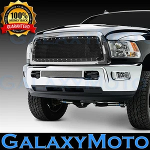 13-16 RAM Trucks 2500+3500+HD Replacement Rivet+Black Mesh Grille+Chrome Shell - Picture 1 of 2