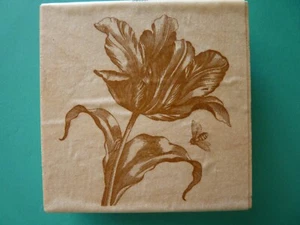 Stemmed Tulip Flower Blossom ALL NIGHT MEDIA Rubber Stamp Anna Griffin Design - Picture 1 of 2