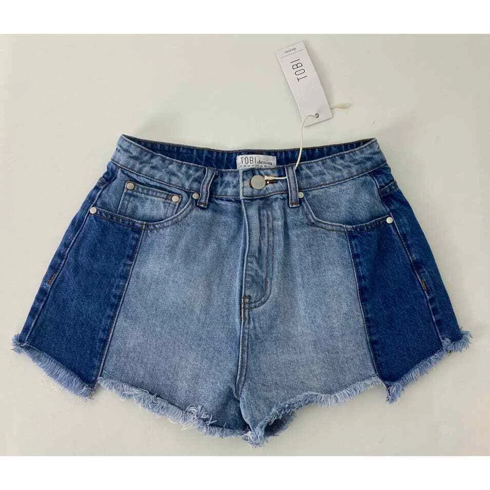 Pantalones Cortos Vaqueros Twee Tobi Dos Tonos Tiro Alto Y2K Twee Informales Grunge Talla 28 Foto 1 de 4