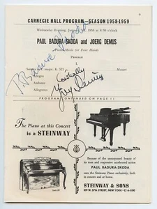 Paul BADURA-SKODA & Jörg DEMUS (Pianists): Signed Carnegie Hall Program - Picture 1 of 3
